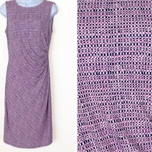 Brooks Brothers Pink, Navy & White stretch midi dress